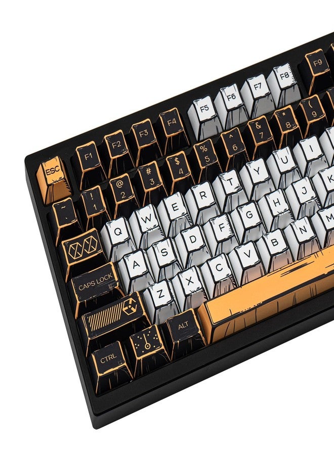 GEKUCAP Black and White Manga Keycaps, 150 Keys Anime Style PBT keycaps, Dye-Sublimation Cherry Profile Keycap Set for Cherry Gateron MX Switches Mechanical Keyboard - Image 1