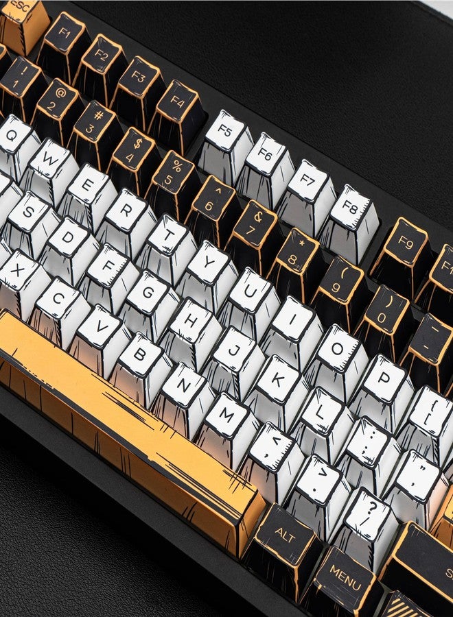 GEKUCAP Black and White Manga Keycaps, 150 Keys Anime Style PBT keycaps, Dye-Sublimation Cherry Profile Keycap Set for Cherry Gateron MX Switches Mechanical Keyboard - Image 4