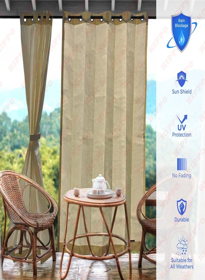 HIPPO 260 GSMWaterproof Plastic Outdoor Balcony Curtain Sun & Rain Protection for Balcony8FT Door Curtain (4.50FTX8.00FT, 2IN1 Ivory-Glow, 2 PC, Grommet) - Image 2