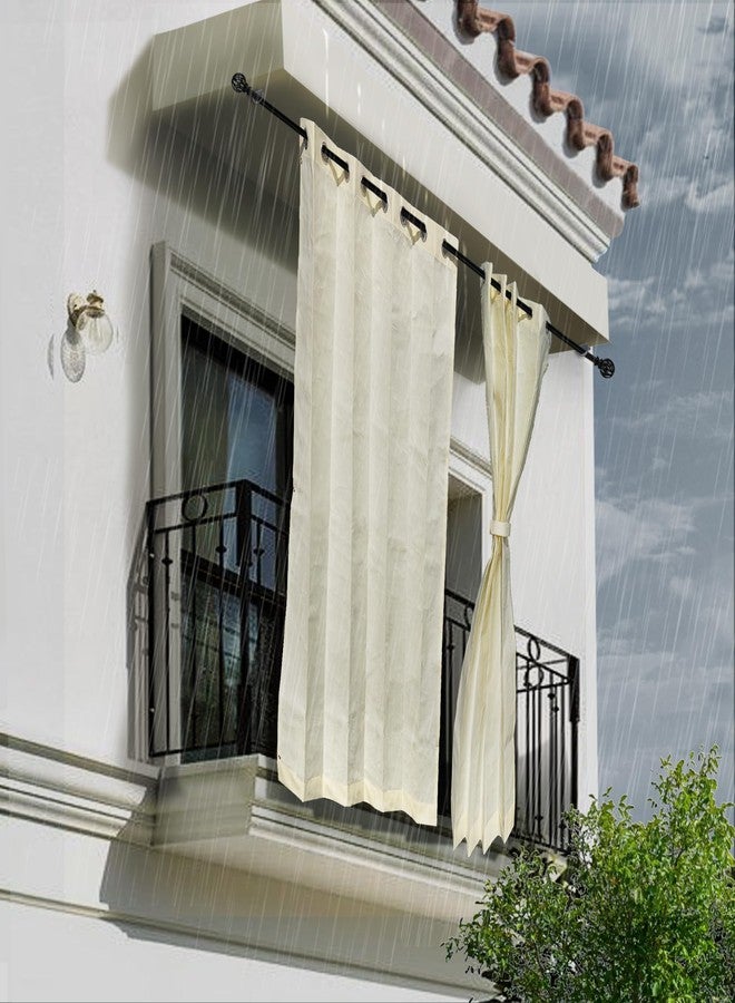 HIPPO 260 GSMWaterproof Plastic Outdoor Balcony Curtain Sun & Rain Protection for Balcony8FT Door Curtain (4.50FTX8.00FT, 2IN1 Ivory-Glow, 2 PC, Grommet) - Image 1