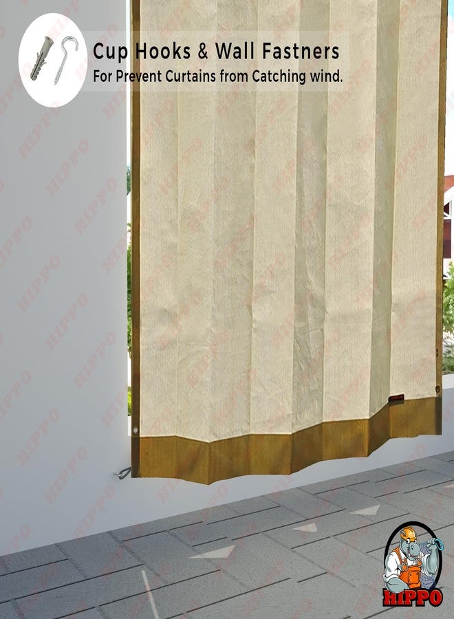 HIPPO 260 GSMWaterproof Plastic Outdoor Balcony Curtain Sun & Rain Protection for Balcony8FT Door Curtain (4.50FTX8.00FT, 2IN1 Ivory-Glow, 2 PC, Grommet) - Image 5