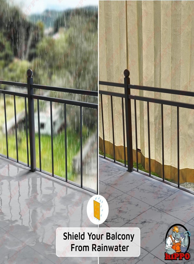 HIPPO 260 GSMWaterproof Plastic Outdoor Balcony Curtain Sun & Rain Protection for Balcony8FT Door Curtain (4.50FTX8.00FT, 2IN1 Ivory-Glow, 2 PC, Grommet) - Image 3