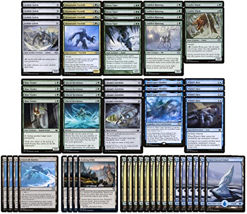 MTG Decks & More Elite Snow Deck Blue Green Modern Legal Custom Built Magic The Gathering MTG 60 Card Full Art Lands - Image 1