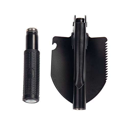 Jipemtra Gardening Folding Shovel Military Camping Shovel Survival Gear Entrenching Tool with Carrying Pouch Metal Handle for Camping Trekking Gardening Fishing Backpacking Snow (Black Zipper Pouch) - Image 4