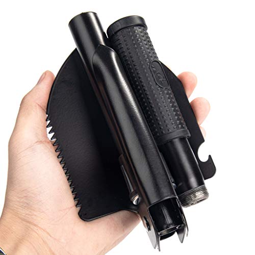 Jipemtra Gardening Folding Shovel Military Camping Shovel Survival Gear Entrenching Tool with Carrying Pouch Metal Handle for Camping Trekking Gardening Fishing Backpacking Snow (Black Zipper Pouch) - Image 5