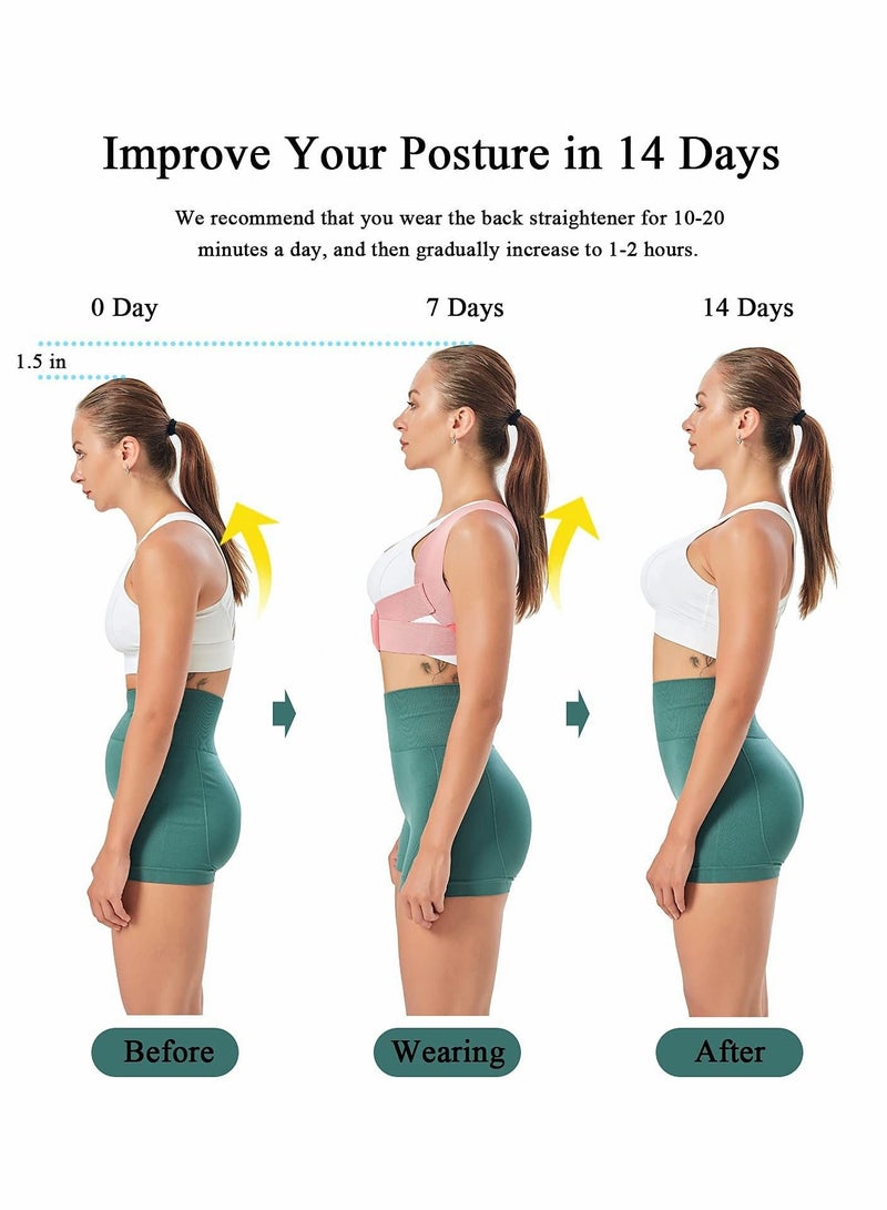 SYOSI Posture Corrector for Women, Upper Back Brace Adjustable Chest Support Upright Straightener Providing Pain Relief Back Neck Shoulder (Pink, Medium)  - Image 5