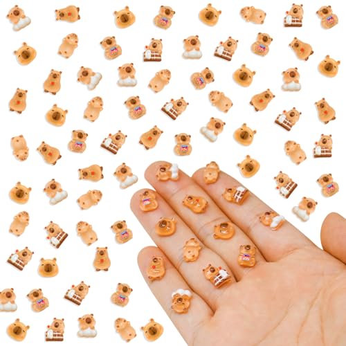 HOMICO 100 Pieces Tiny Capybara for Dollhouse Miniatures Resin Animals for Crafts Mini Capybara for Fairy Garden Micro Landscaping Decoration - Image 1