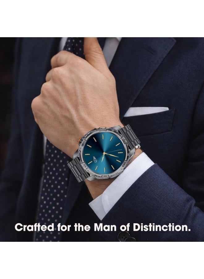 Xcell ELITE8 Smartwatch | 1.43" AMOLED Display | Bluetooth Calling | IP67 Waterproof | Wireless Charging | Heart Rate & SpO2 Monitor | Multi-Sport Modes | iOS/Android- Gun Frame with Black Metal Strap - Image 4