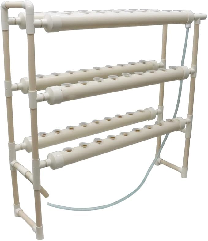 MERIDIAN Hydroponic Grow Kit, 54 Chalets, Vegetable Garden System, Vertical Style, Double Sided - 6 Tubes, 3 Tiers - CT - Image 1