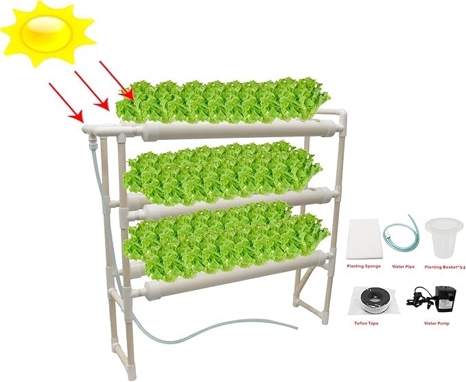 MERIDIAN Hydroponic Grow Kit, 54 Chalets, Vegetable Garden System, Vertical Style, Double Sided - 6 Tubes, 3 Tiers - CT - Image 2