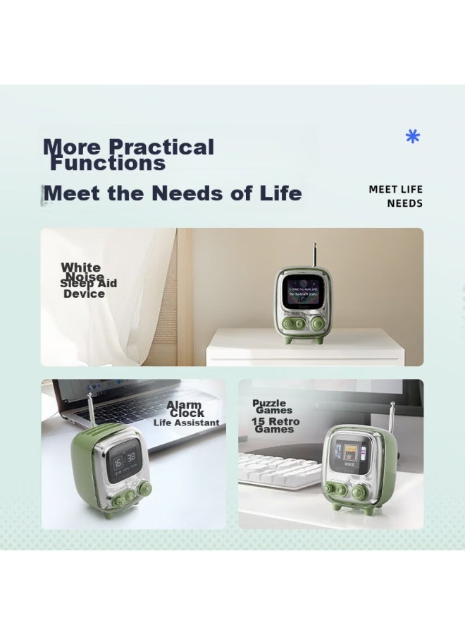 Divoom مكبر صوت بلوتوث مع ألبوم كلمات، تلفاز ميني ريترو، إطار صور إلكتروني مكتبي، مكبر صوت قابل لإدخال بطاقة، راديو، مساعد نوم بجانب السرير، ضوضاء بيضاء، تقويم، ساعة منبه، هدية إبداعية - Image 4