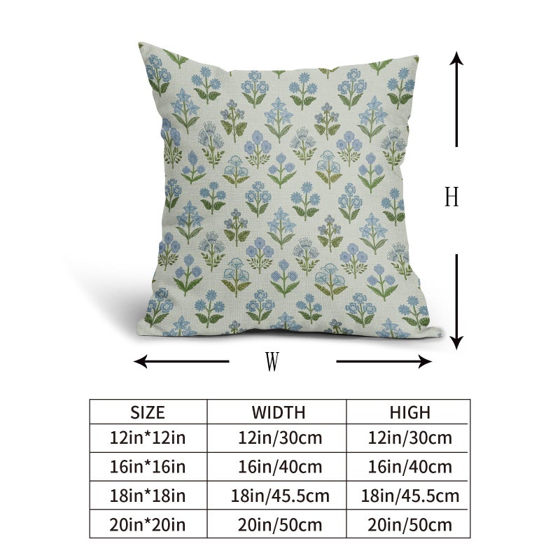 Sivirary Blue Green Block Print Pillow Covers 24x24 Inch Set of 2, Vintage Floral Spring Decorative Throw Pillow Cases Boho Cushion Covers Rustic Decoration Gift Farmhouse Sofa Couch Bed Decor - Image 5