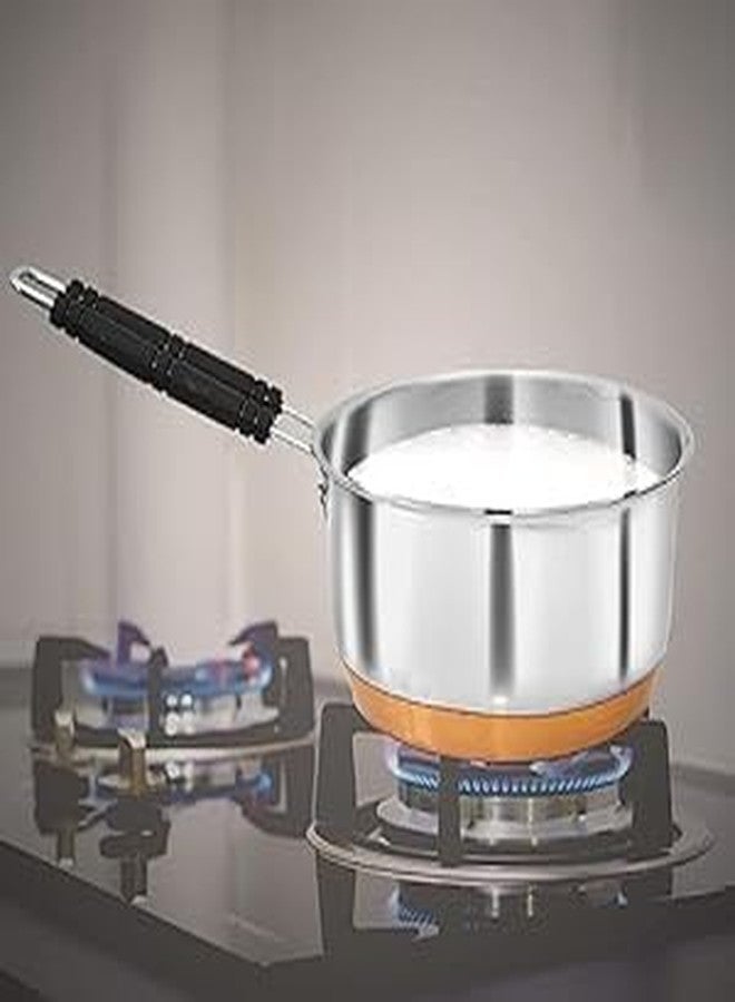 ASTECH INDIA Tea Pan Stainless Steel Copper Bottom Sauce Pan Milk Pan Tapeli Patila Induction Base 1.5 Litre Sauce Pot Milk Boiler with Handle (1500 ml) - Image 2