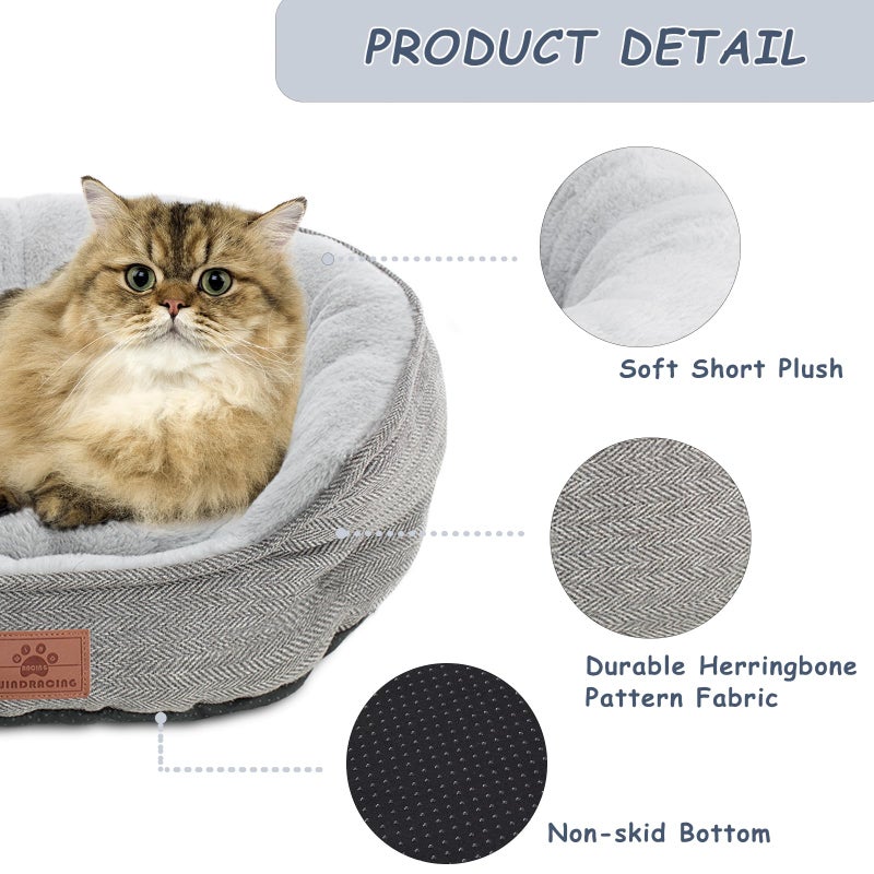WINDRACING Cat Beds for Indoor Cats, Dog Bed for Small Dogs Breeds, Soft Kennel Bed, Comfy Durable Pet Sleeping Bed, Washable Roun Cat Bed & Non-Slip Bottom, Size 21" L x 18" W x 7" Th - Image 2