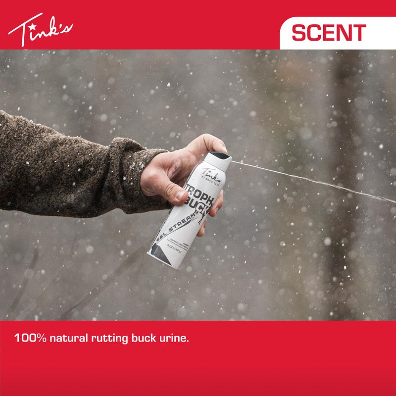 Tink's Estrous Gel Stream, Trophy Buck Gel Spray | 5 Fl Oz Spray Bottle | Deer Attractant, Hunting Accessories, Doe Estrus, Deer Scent | 10 Foot Spray Gel Stream | Easy Application Red-White - Image 3