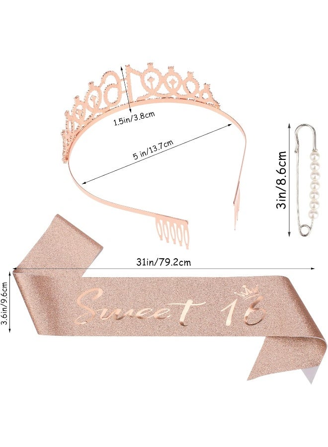 CIEHER CIEHER 16th Birthday Crown & Sweet 16 Sash & Pearl Pin Set  - Image 4