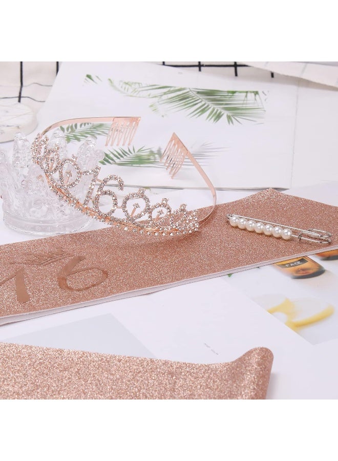 CIEHER CIEHER 16th Birthday Crown & Sweet 16 Sash & Pearl Pin Set  - Image 5