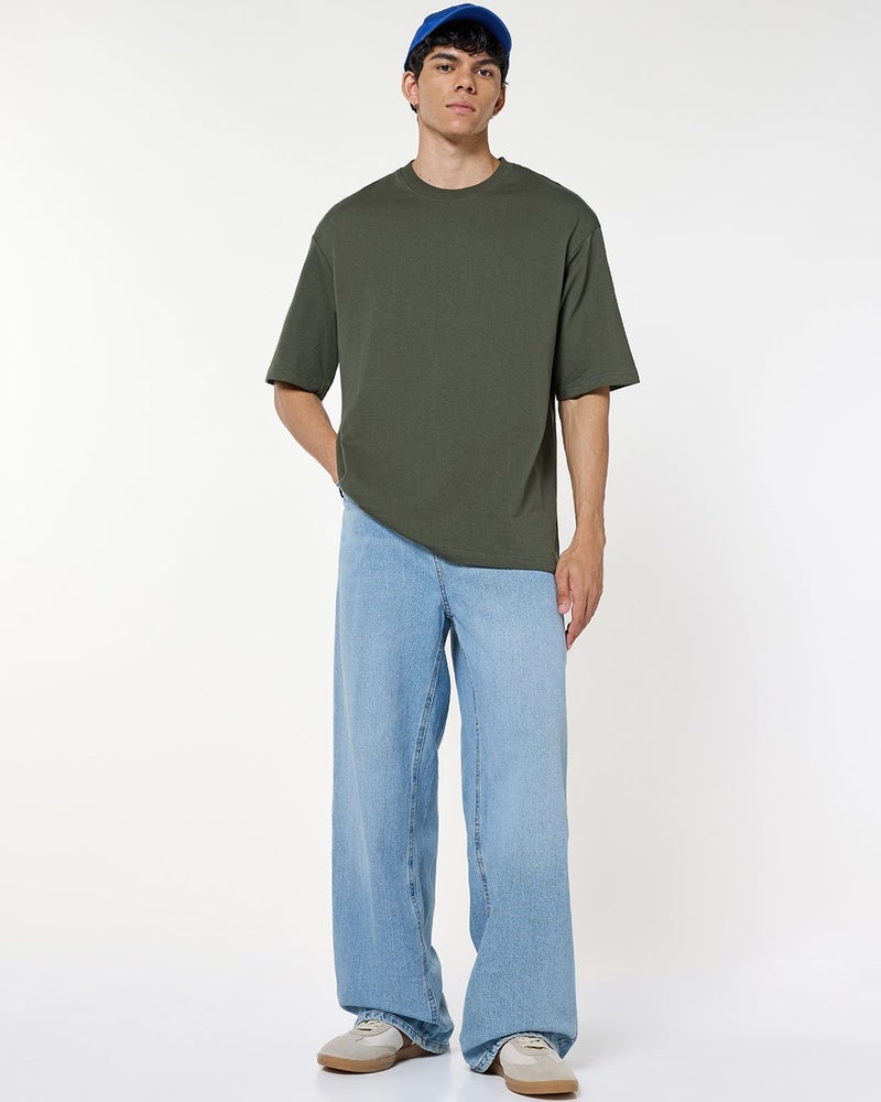 bewakoof Men's Green Oversized T-shirt - Image 5