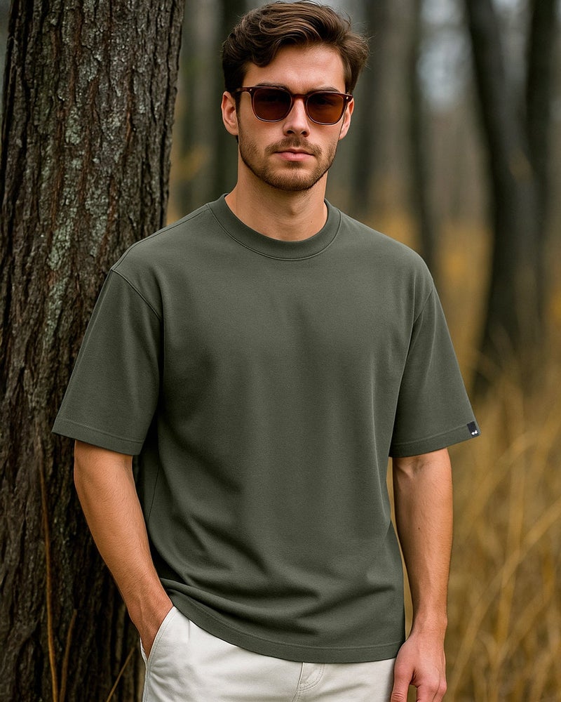 bewakoof Men's Green Oversized T-shirt - Image 2