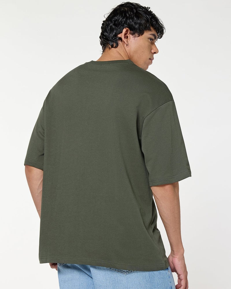 bewakoof Men's Green Oversized T-shirt - Image 4