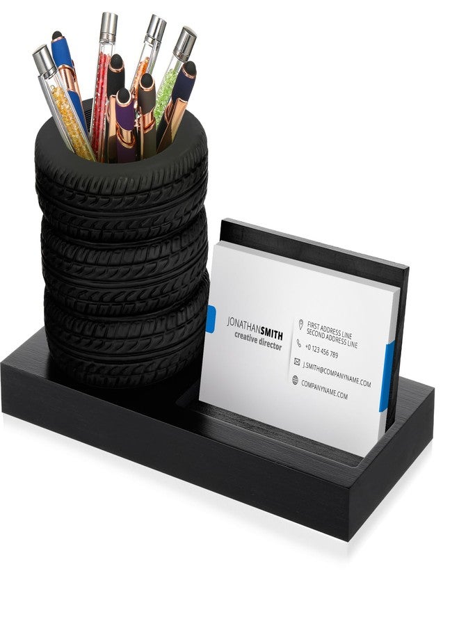 Sherr Tire Shape Stationery Set Car Salesman Gift Tire Stack Pen Holder Business Card Holder Car Salesman Desk Accessories for Desk Office Mechanics Gifts - Image 1