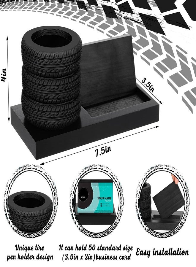 Sherr Tire Shape Stationery Set Car Salesman Gift Tire Stack Pen Holder Business Card Holder Car Salesman Desk Accessories for Desk Office Mechanics Gifts - Image 2