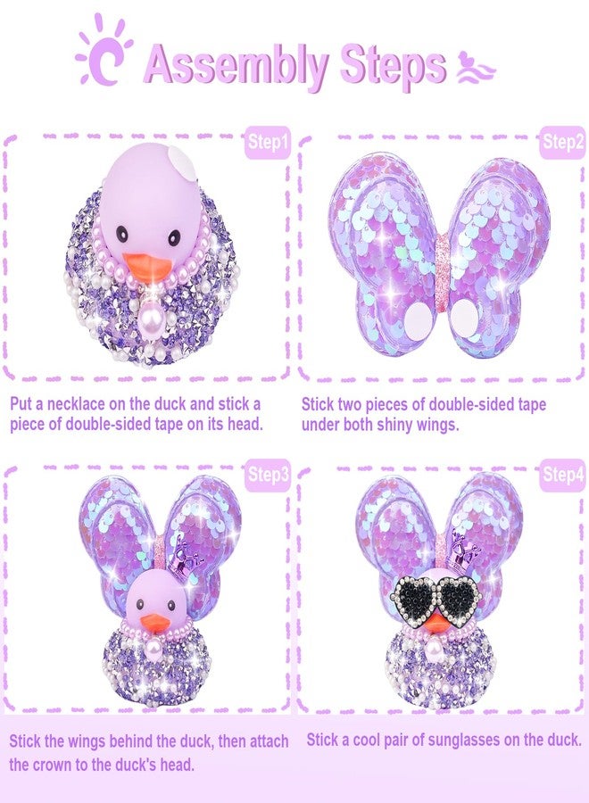 MuMyer Diamond Rubber Duck Car Ornaments, Colorful Sparkly Rhinestone Rubber Duck Car Dashboard Decorations with Shining Wings and Pearl Necklace for Car Home Office Desk Party Decoration Gift - Image 3