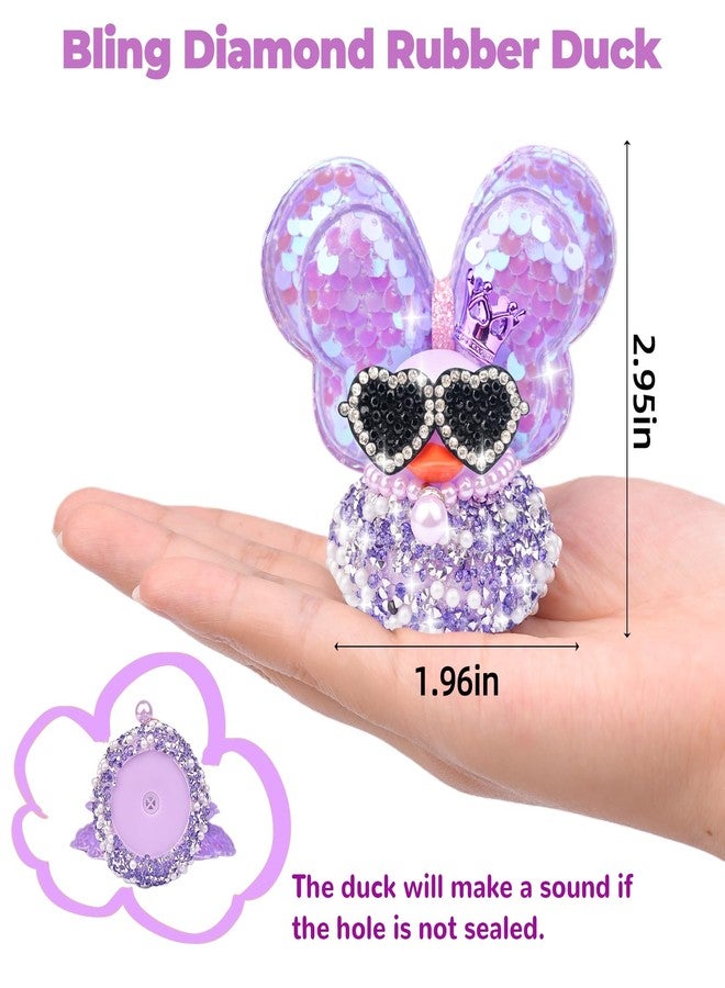 MuMyer Diamond Rubber Duck Car Ornaments, Colorful Sparkly Rhinestone Rubber Duck Car Dashboard Decorations with Shining Wings and Pearl Necklace for Car Home Office Desk Party Decoration Gift - Image 4