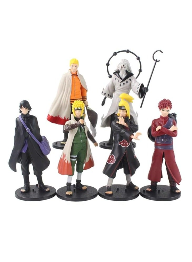 عام مجسمات من سلسلة "ناروتو" تشمل شخصيات مثل ناروتو وكاكاشي وساسكي ومدارا أوتشيها، مصنوعة من مادة PVC. تعد هذه المجسمات عناصر تزيين رائعة ومناسبة لجمع الهدايا أو التزيين. - Image 1