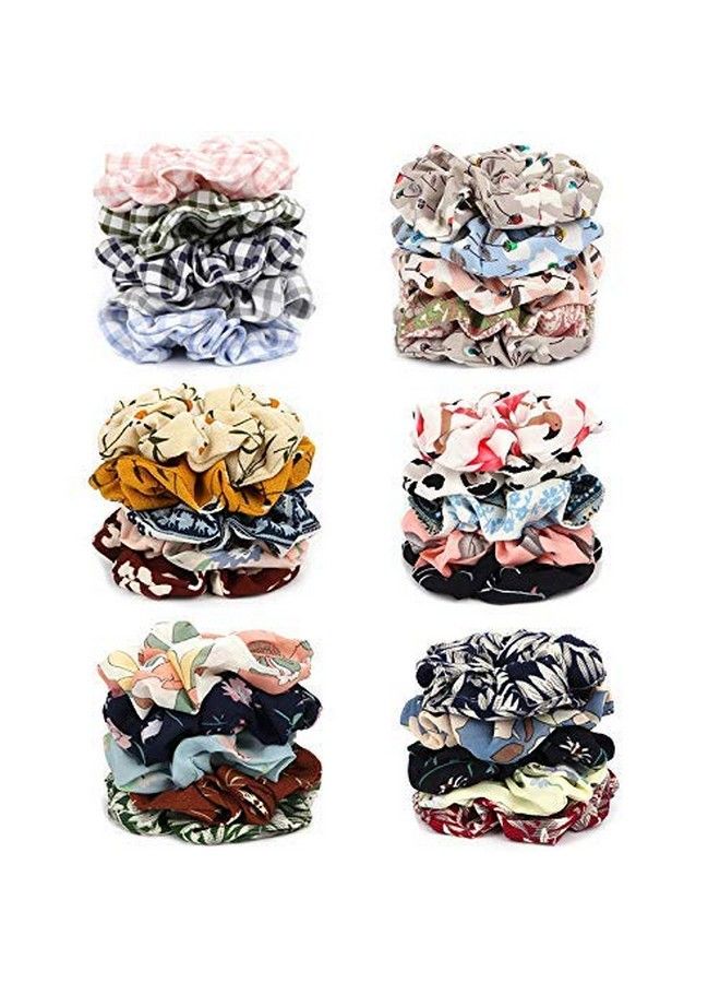Trendy Club 30 Pcs Chiffon Hair Bands Ponytail Ties Hair Scrunchies Flower Hair Scrunchies Girl Hair Accessory Great For Casual And Party Dress  - Image 2