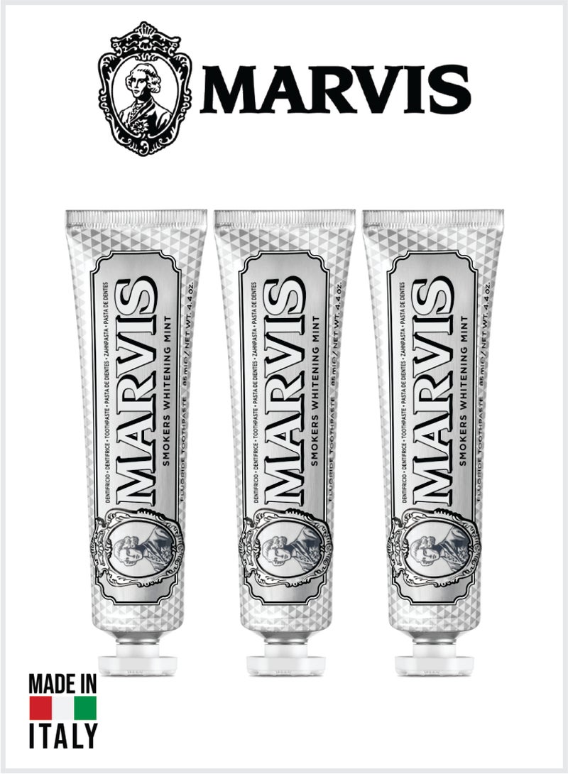 Marvis Smokers Whitening Mint Toothpaste, Intense Fresh Breath, Plaque & Cavity Protection 85ML Pack of 3 - Image 1