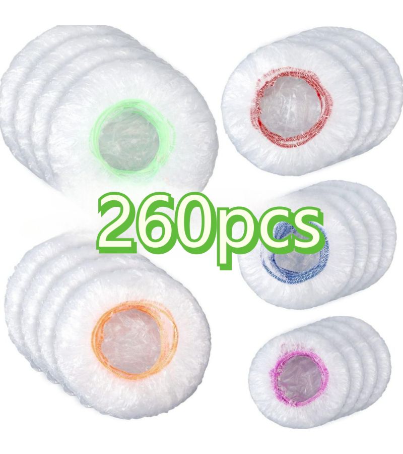 260pcs Multicolor Elastic Plastic Bowl Covers Reusable Food Protection Lids For Kitchen Storage - Image 1