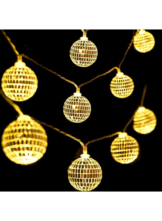 The Bros Led Disco Ball String Lights, 20 Pcs Mirror Led Party Light Glass Ball Light Decorative Light String with Remote Control for Indoor Outdoor Patio Party Yard Garden Kids Bedroom Living Dorm (Yellow)  - Image 1