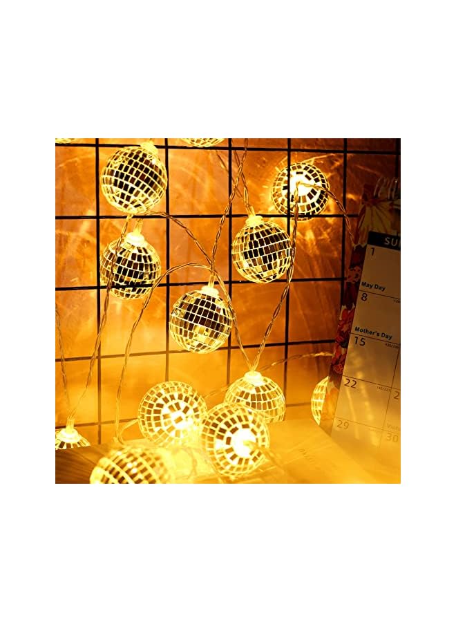 The Bros Led Disco Ball String Lights, 20 Pcs Mirror Led Party Light Glass Ball Light Decorative Light String with Remote Control for Indoor Outdoor Patio Party Yard Garden Kids Bedroom Living Dorm (Yellow)  - Image 5