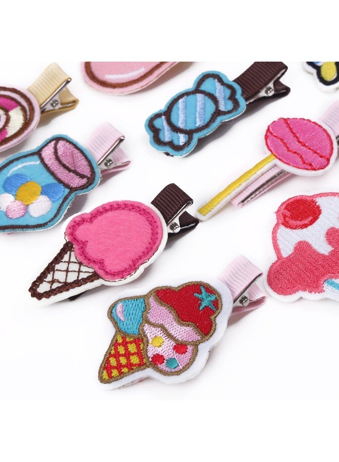 KOONY Baby Girls Hair Clips Cartoon Design Embroidered Patches Barrettes 12pc (Candy) - Image 2