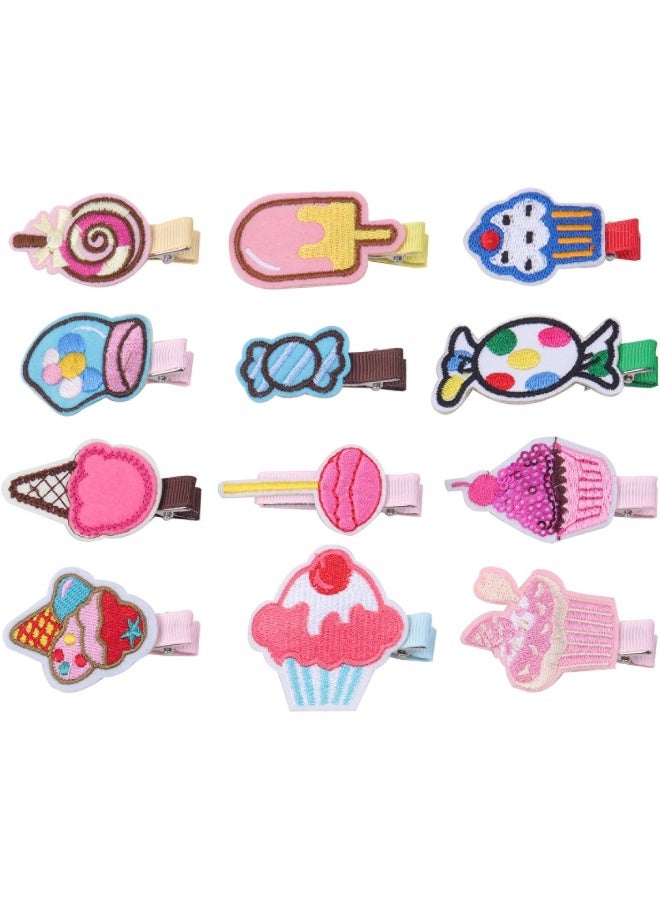 KOONY Baby Girls Hair Clips Cartoon Design Embroidered Patches Barrettes 12pc (Candy) - Image 1