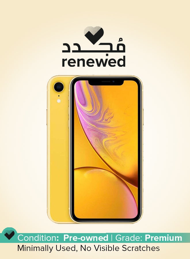 ابل  مُجدد - هاتف آيفون XR بتقنية فيس تايم وذاكرة داخلية 128 جيجابايت ويدعم تقنية 4G LTE، لون أصفر - Image 1
