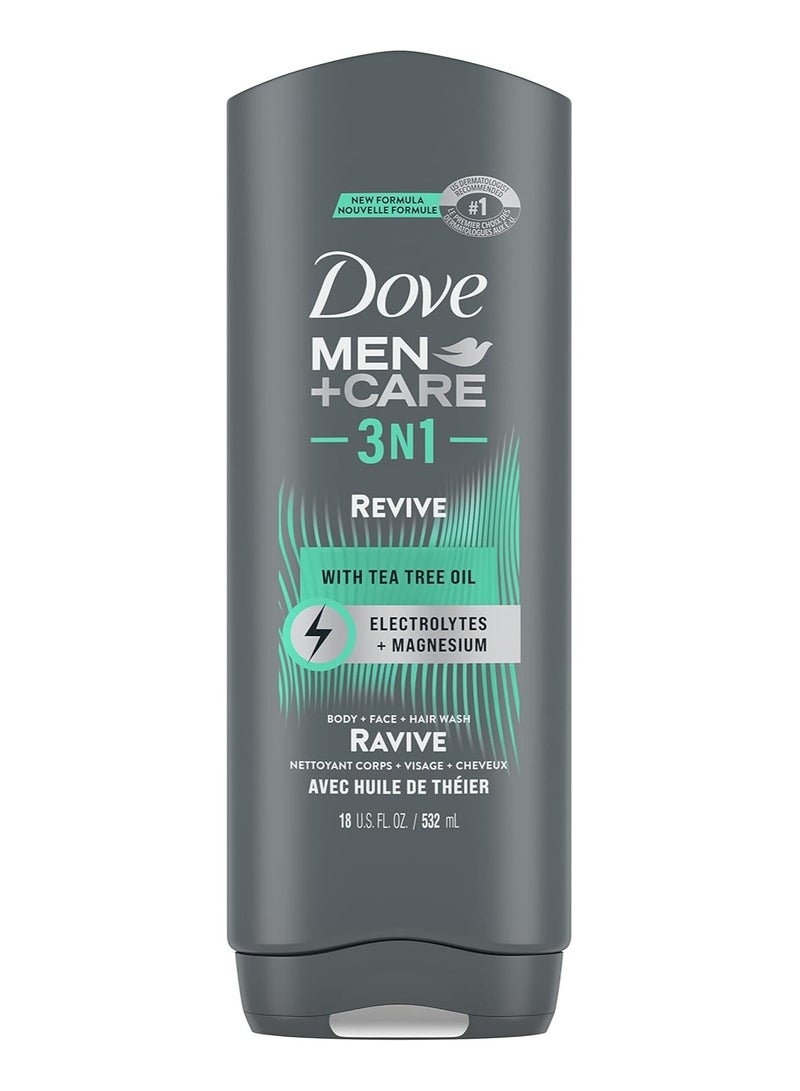 Dove Men+Care Post-Workout Body Wash For Men 3N1 Revive With Tea Tree Oil 18 oz