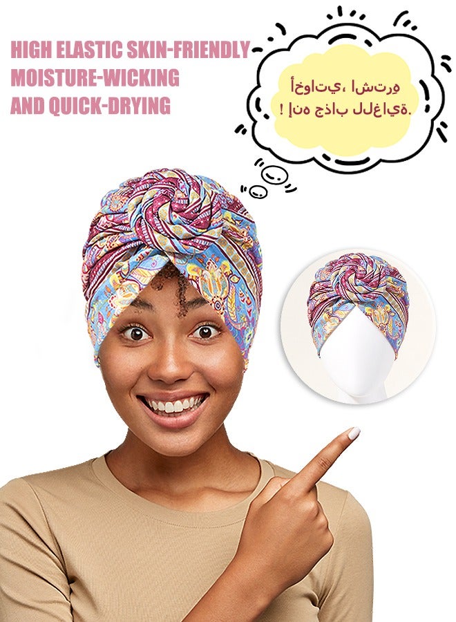 Bohemia Oversized Sleep Cap, Non slip Turban Hat Shower Caps, Curly Hair Wraps Sleep Bonnet for All Length Thick Curly Hair (Colorful) - Image 1
