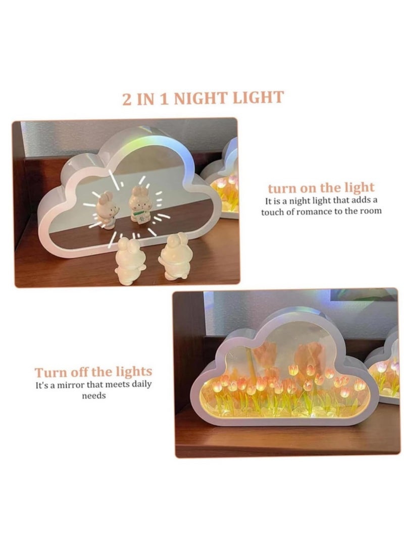 DIY Tulip Night Light 20 Flowers 2 in 1 Mirror with Lights DIY Tulip Lamp Simulation Flower Bedroom Sleeping Table Lamp Warm Light for Home Decor Gift Idea - Image 3