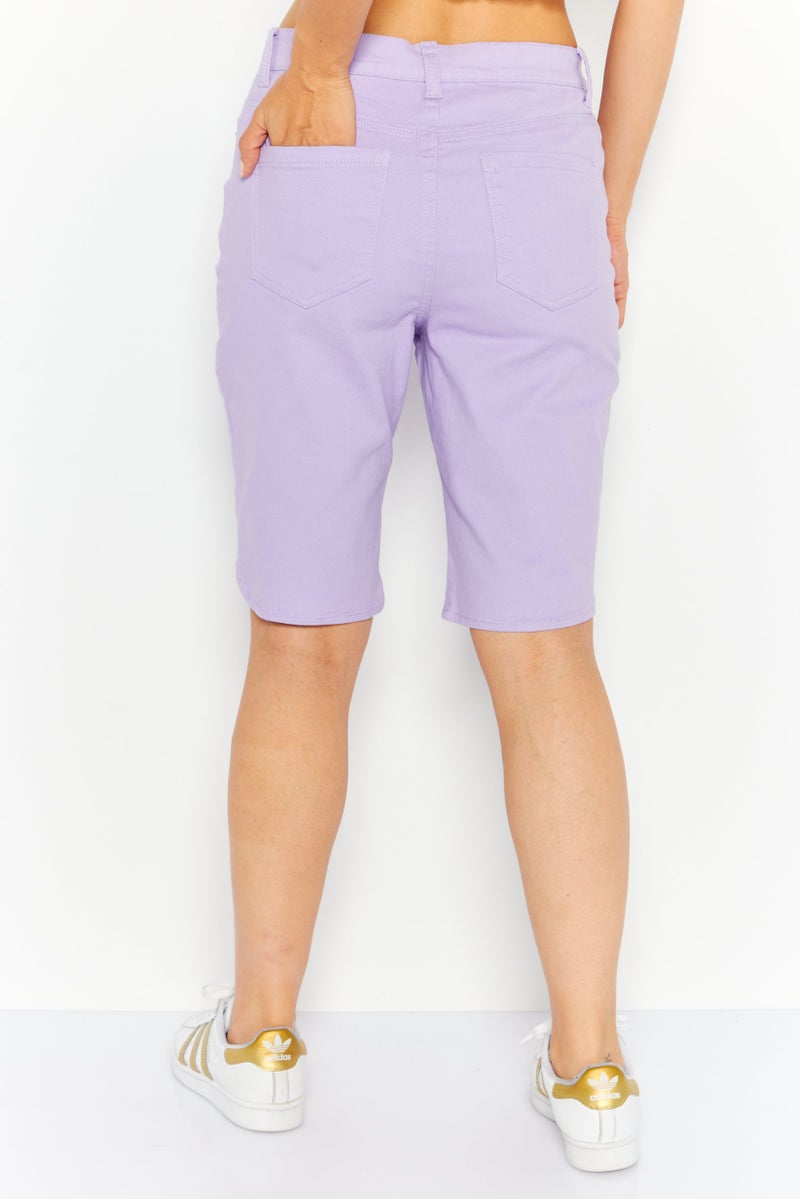 Gloria Vanderbilt Women Solid Denim Shorts, Lavender - Image 4