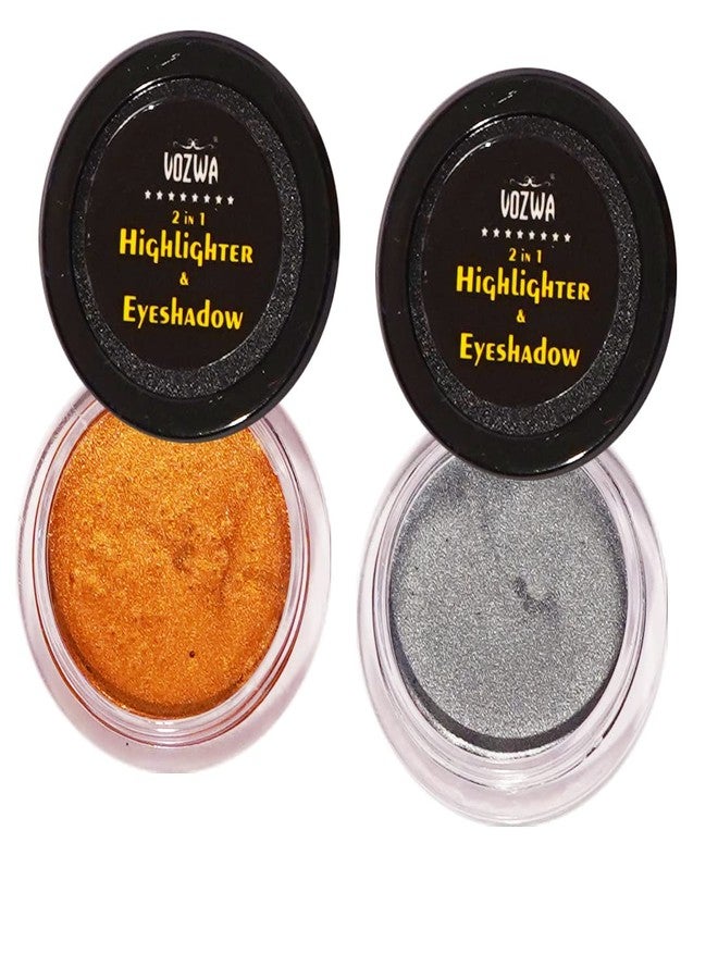 Vozwa 2 in 1 Highlighter & Eyeshadow For Face Makeup Shining (Copper + Grey) - Image 2