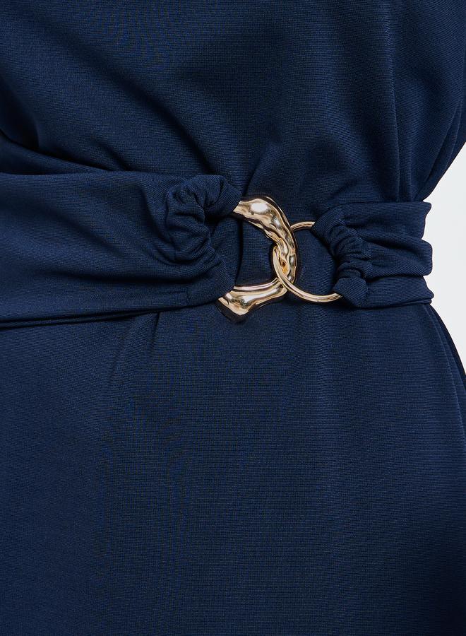 Styli Navy Blue Sleeveless Sheath Midi Dress - Image 4