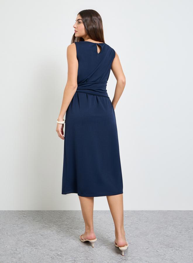Styli Navy Blue Sleeveless Sheath Midi Dress - Image 5