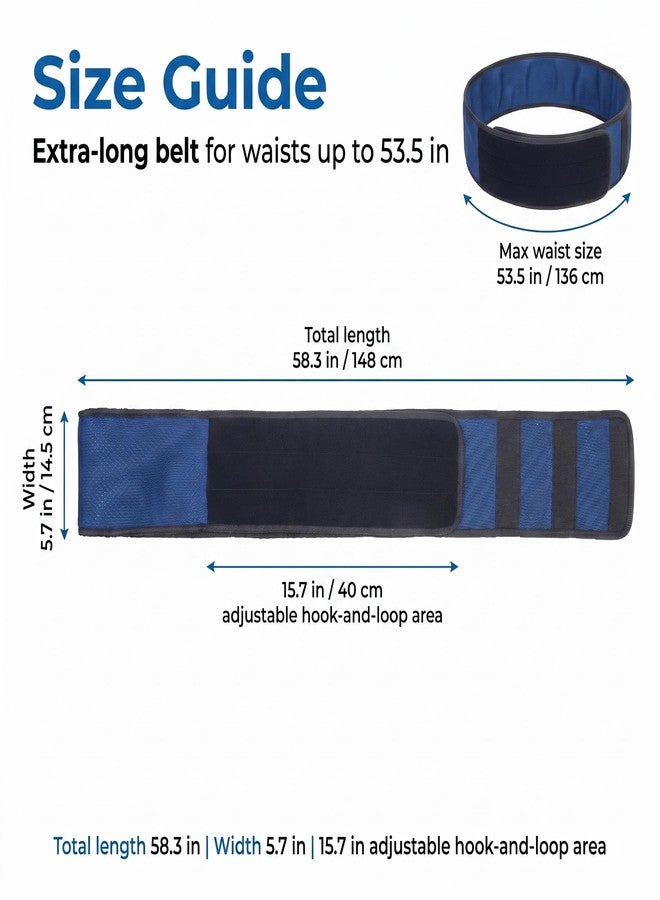 KUAZIDAR Wheelchair Safety Belt, Adjustable Waist Restraint Strap, Soft Padded Anti-Slip Security Belt with Hook & Loop Fastener for Elderly & Disabled Users, Dark Blue - Image 2