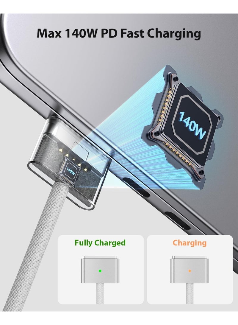 Peachjoy 140W USB-C Magnetic 3 Cable Fit for MacBook Charger, Nylon Braided 6FT Fit for MacBook Air 2023/2022(M2),MacBook Pro 2023(M3,M2,14-16 inch),MacBook Pro Charger Cord - Image 5