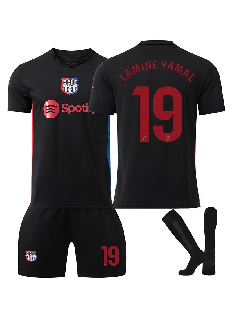 RedMapleTEK - Children's Soccer Jersey 3-Piece Set, Jersey Set, Barcelona Away #6 Fan Soccer Jersey, Shorts And Socks Set Black, Children's Youth Size, Soccer Jersey Gift Set - Image 1