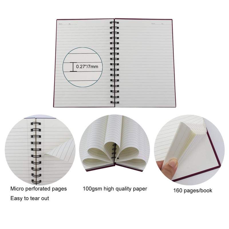 Aacehlh Spiral Notebook Journal,4 Pack A5 Hardcover Spiral Notebooks,5.7" x 8.5",160 Pages,100gsm Paper,College Ruled Journals for Study and Notes (Red, Green,Blue,Grey) - Image 3
