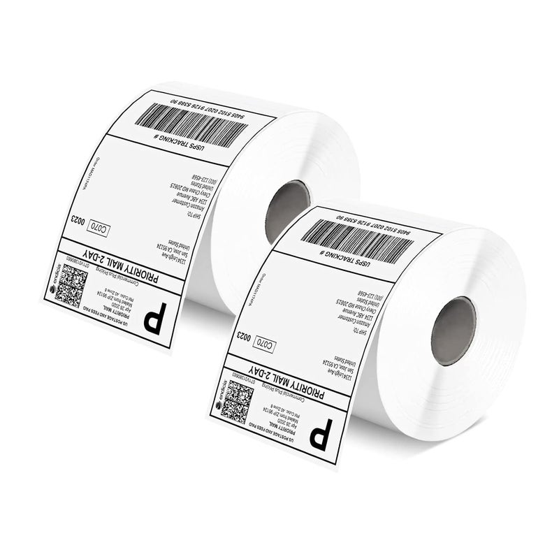 MUNBYN 4x6 Inch Direct Thermal Labels, 1000 Sheets/2 Rolls(500 Pcs per Roll), Shipping Paper for Thermal Printers, Permanent Adhesive Mailing Postage Labels for Shipping Packages - Image 1