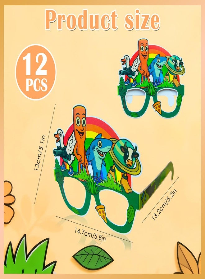 J6&H6 12PCS Italian Brainrot Party Eyeglasses Decor-Tralalero Tralala, Italian Brainrot Birthday Party Favors Party Decoration,Giftof Birthday, Tung Tung Tung Sahur Paper Glasses - Image 2